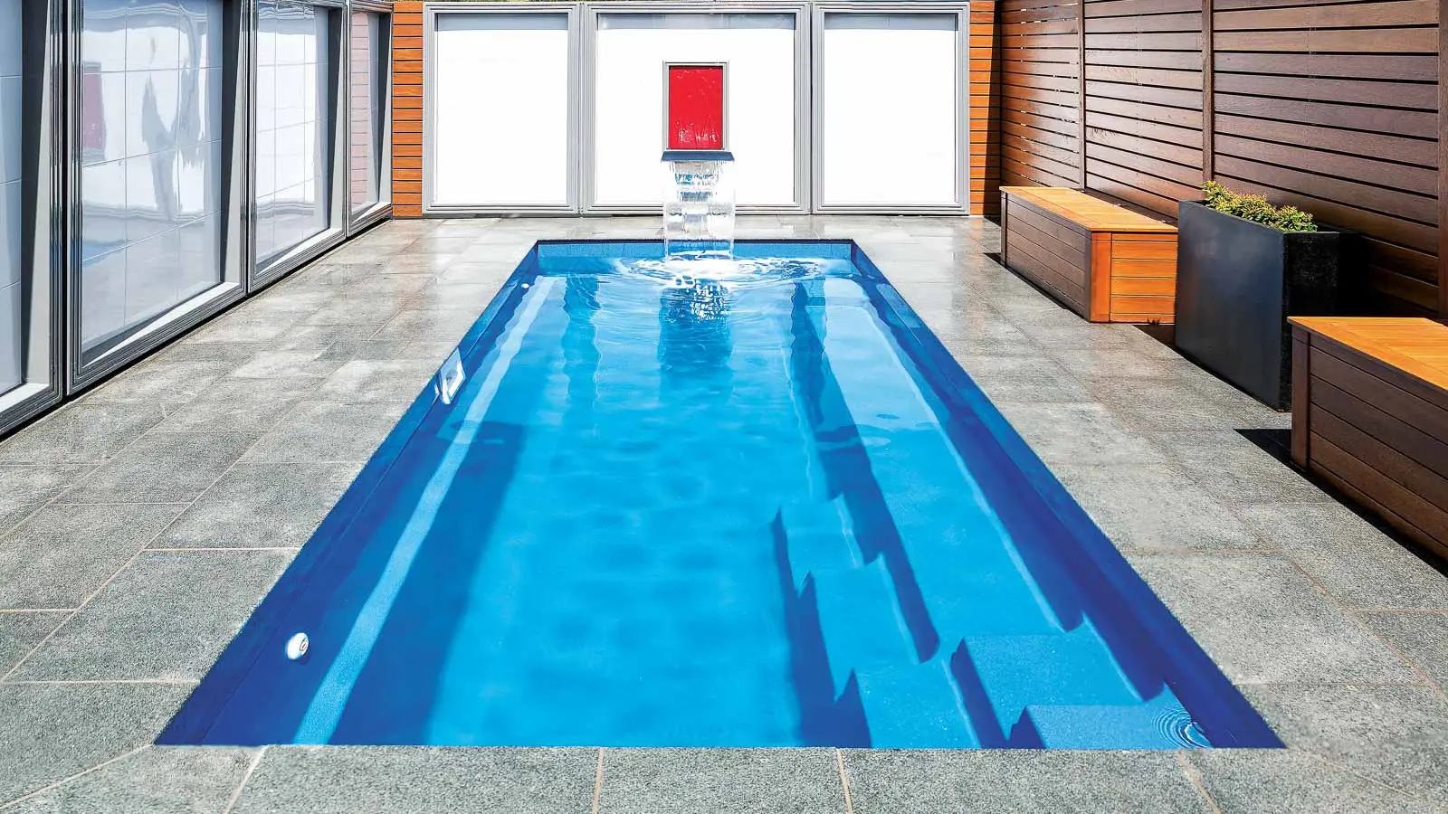 Leisure-Pools-Esprit-Fiberglass-Pool-Shape The Esprit™, a fiberglass pool design manufactured by Leisure Pools