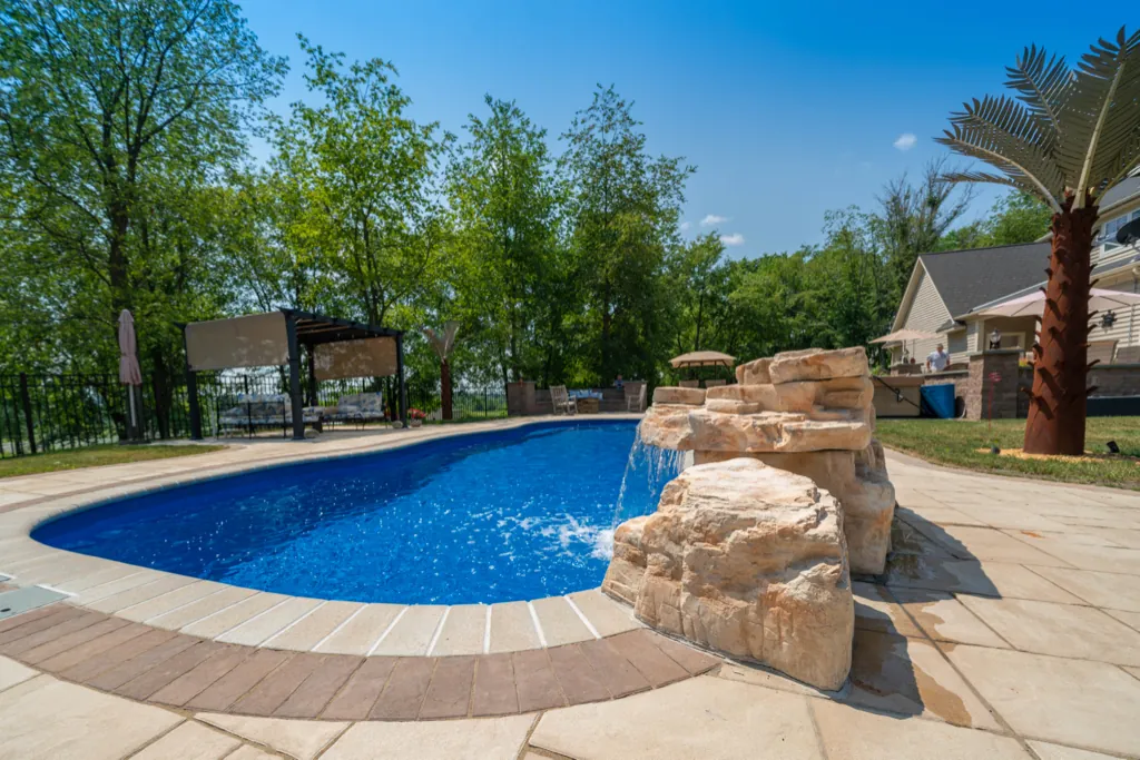 Inground fiberglass pool installed by Leisure Pools Hudson Valley in Tarrytown, NY