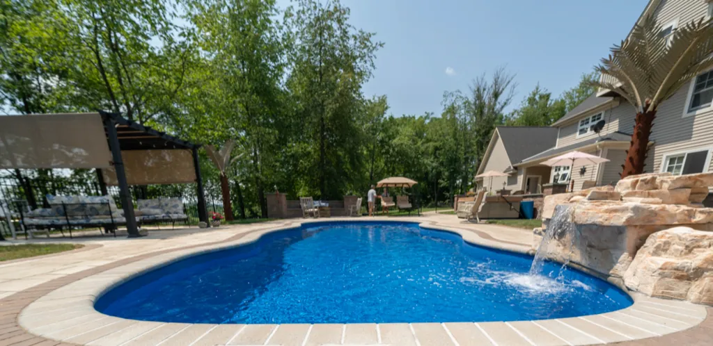 Inground fiberglass pool installed by Leisure Pools Hudson Valley in Cornwall, NY