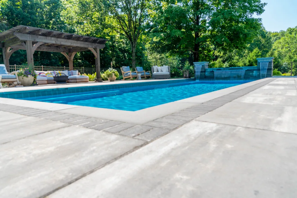 Inground fiberglass pool installed by Leisure Pools Hudson Valley in Tappan, NY