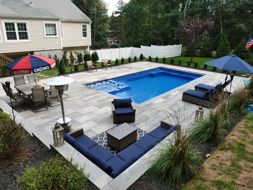 Inground fiberglass pool installed by Leisure Pools Hudson Valley in Bronxville, NY